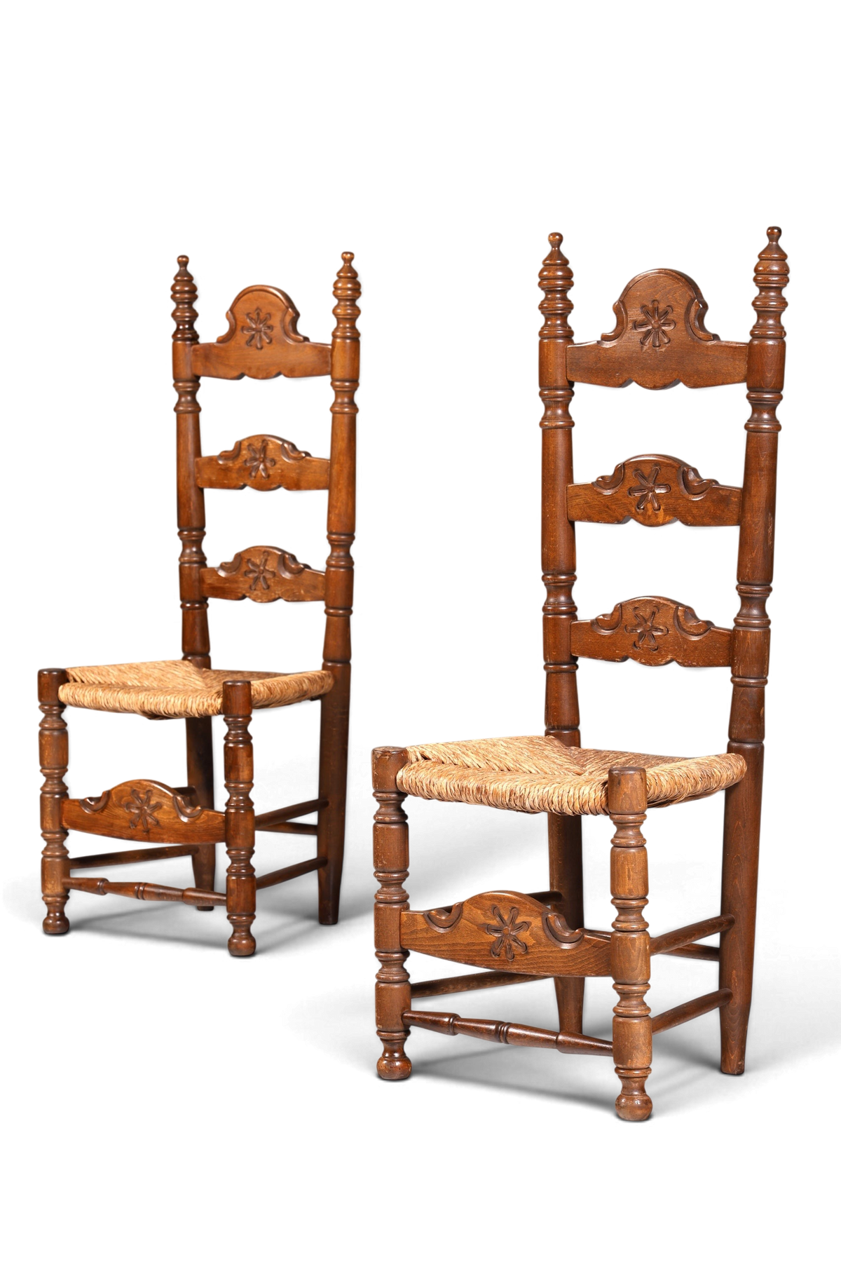 2x Wunderschöne Spanische Stühle Stuhl Set Rattan Rustikale Stühle Küchenstühle