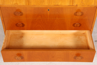 Schlichter Mid Century Sekretär Vintage Schreibmöbel echt Holz Kommode Office Secretary