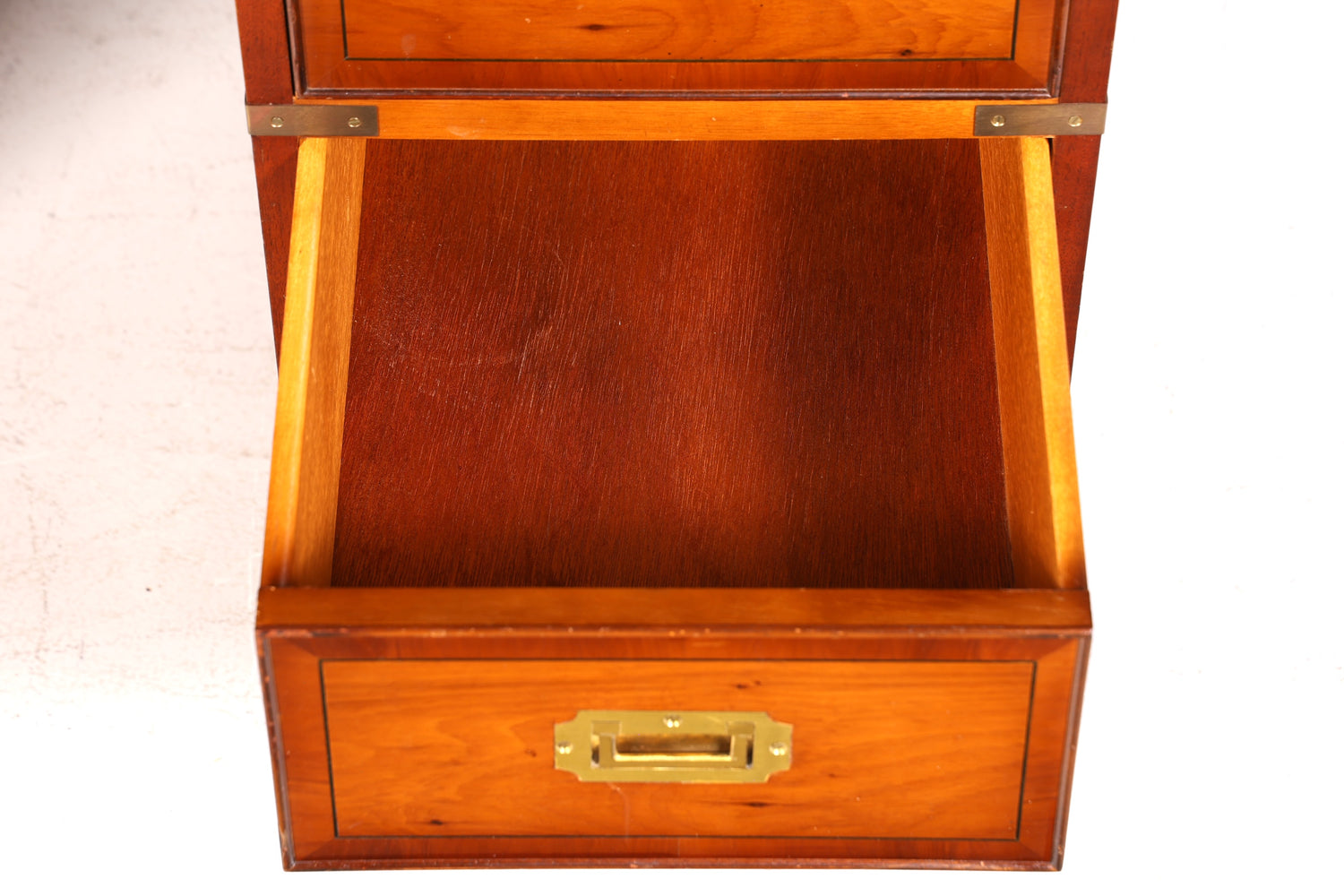 Edler Maritimer Schreibtisch Englischer Military Chest Bürotisch Office Table mit echt Lederauflage