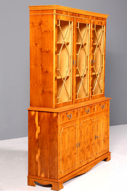 Wunderschöne Englische Vitrine Bücherschrank Buffet Englisch Antik Stil Eibe Glasvitrine Bibliothek