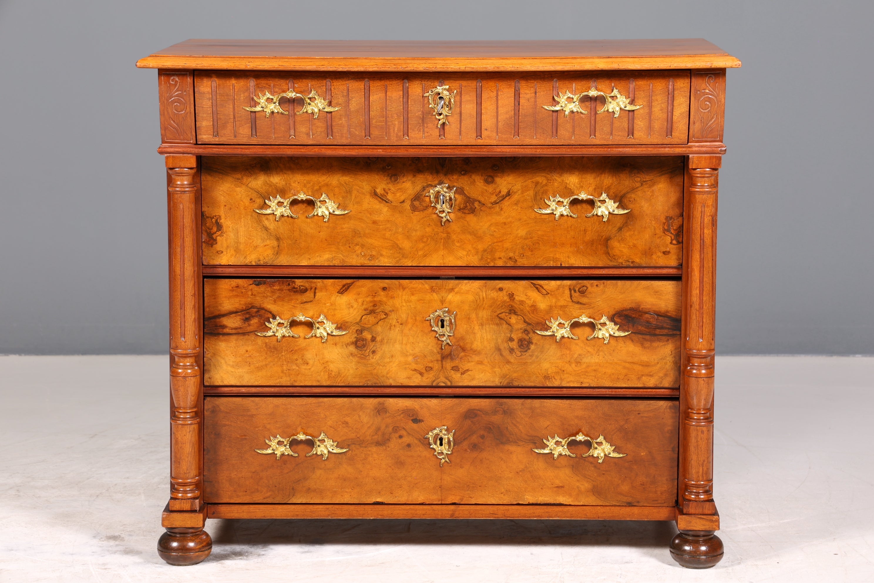 E910 Finish Wunderschöne Gründerzeit Kommode Louis Philippe Nussbaum Schubladen Kommode Sideboard um 1880