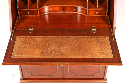 E913 Finish cm Stilvoller Englischer Sekretär Original Heldense Büro Aufsatzsekretär Eibe Antik 60S Vitrinen Schrank UK