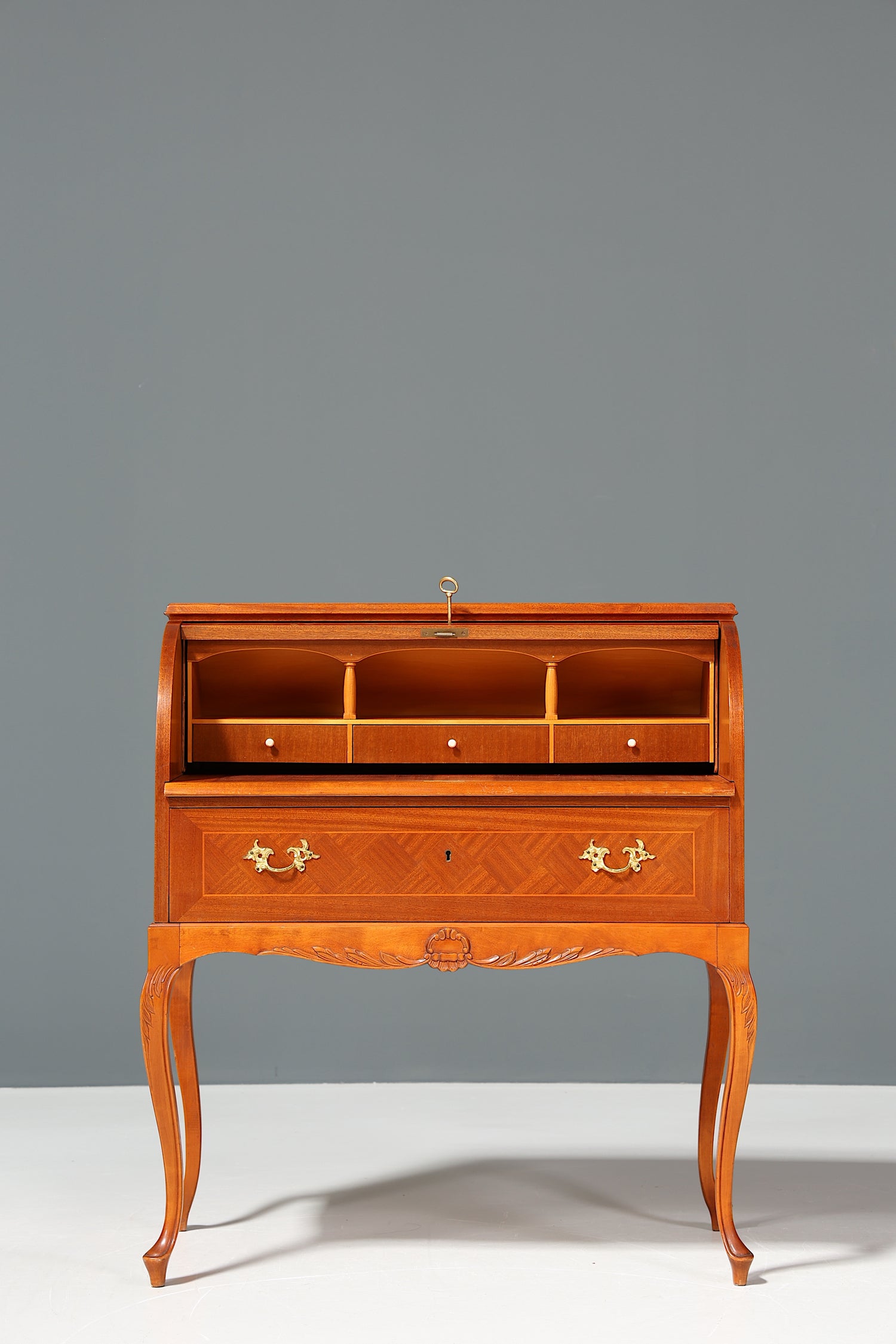 Stilvoller Schwedischer Rolladen Sekretär echt Holz Büro Kommode skandinavisches Design