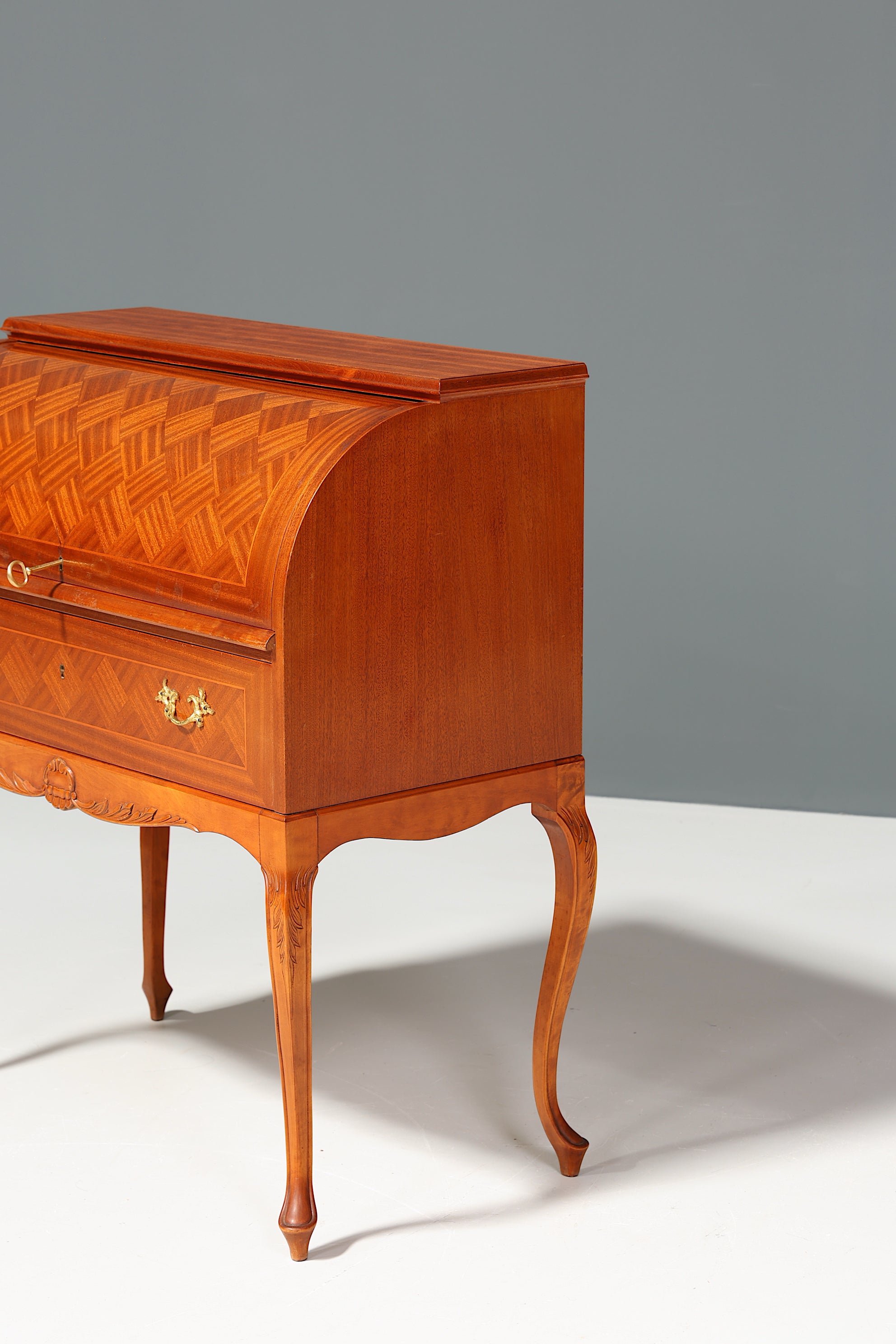 Stilvoller Schwedischer Rolladen Sekretär echt Holz Büro Kommode skandinavisches Design