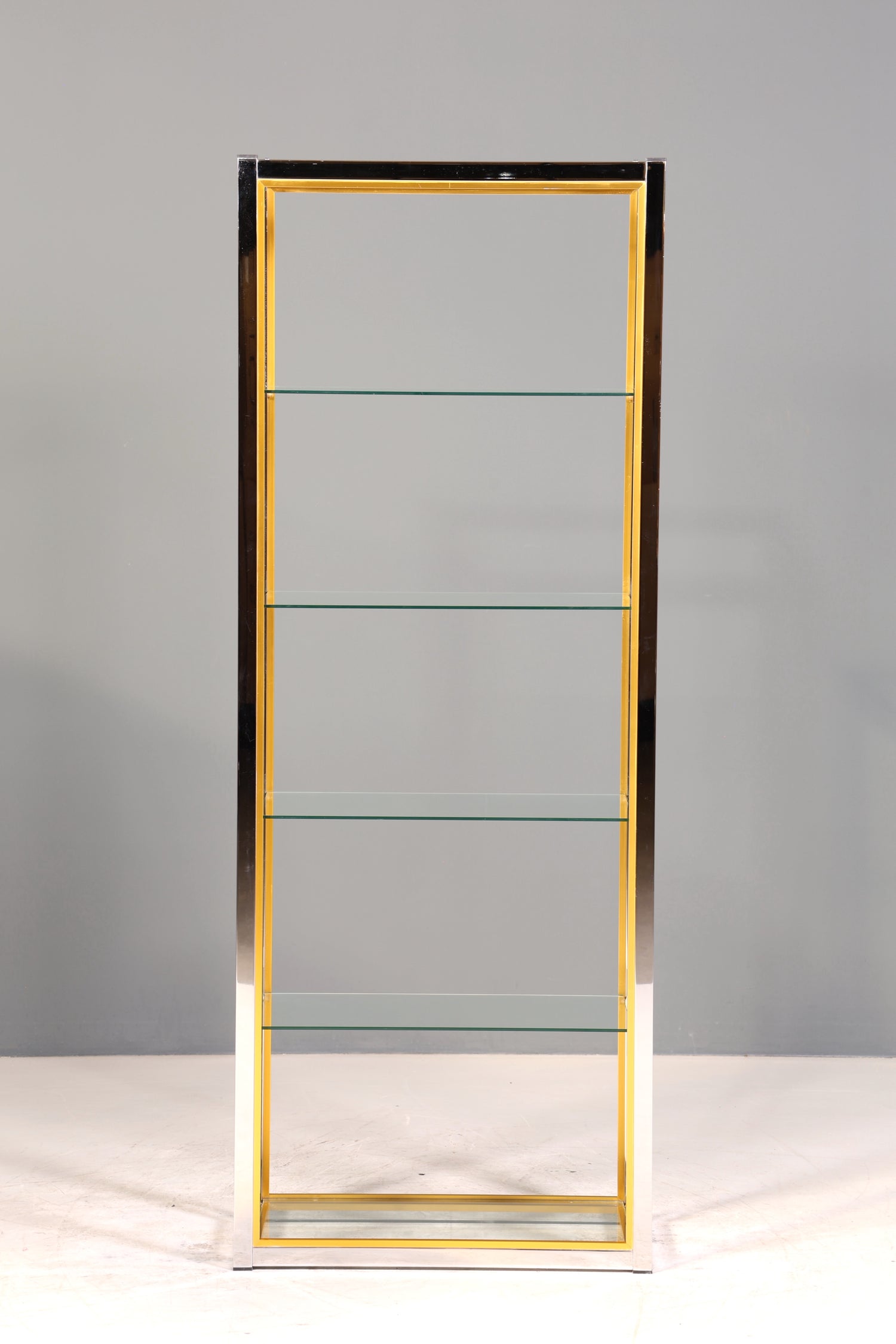 Wunderschönes Bücherregal Design by Renato Zevi Chrome Regal Mid Century Buchablage 2 von 2