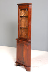 Wunderschöne Englische Eckvitrine Mahagoni Antik 60s echt Holz Schrank Eckschrank Glasvitrine