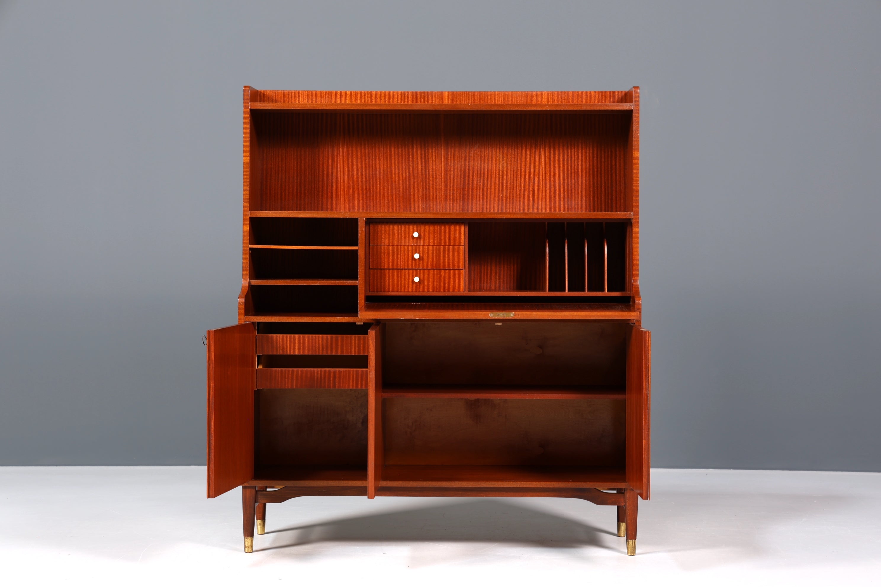 Schlichter Mid Century Schrank Sekretär Bücherregal Retro Highboard Vintage Regal 60s