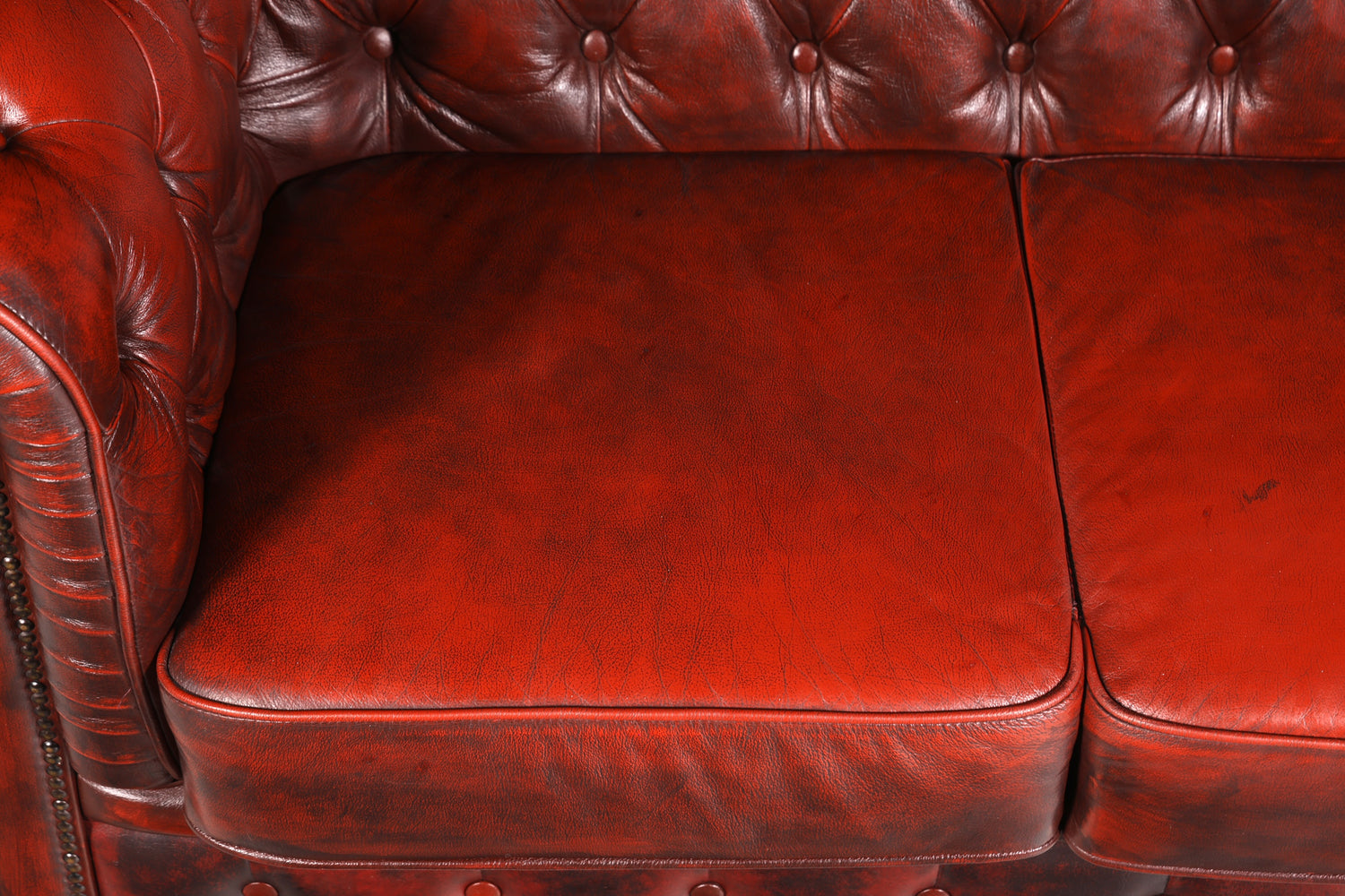 F953 Finish cm Wunderschönes Original Chesterfield 2er Sofa Englisch Oxblood Leder 2- Sitzer Couch