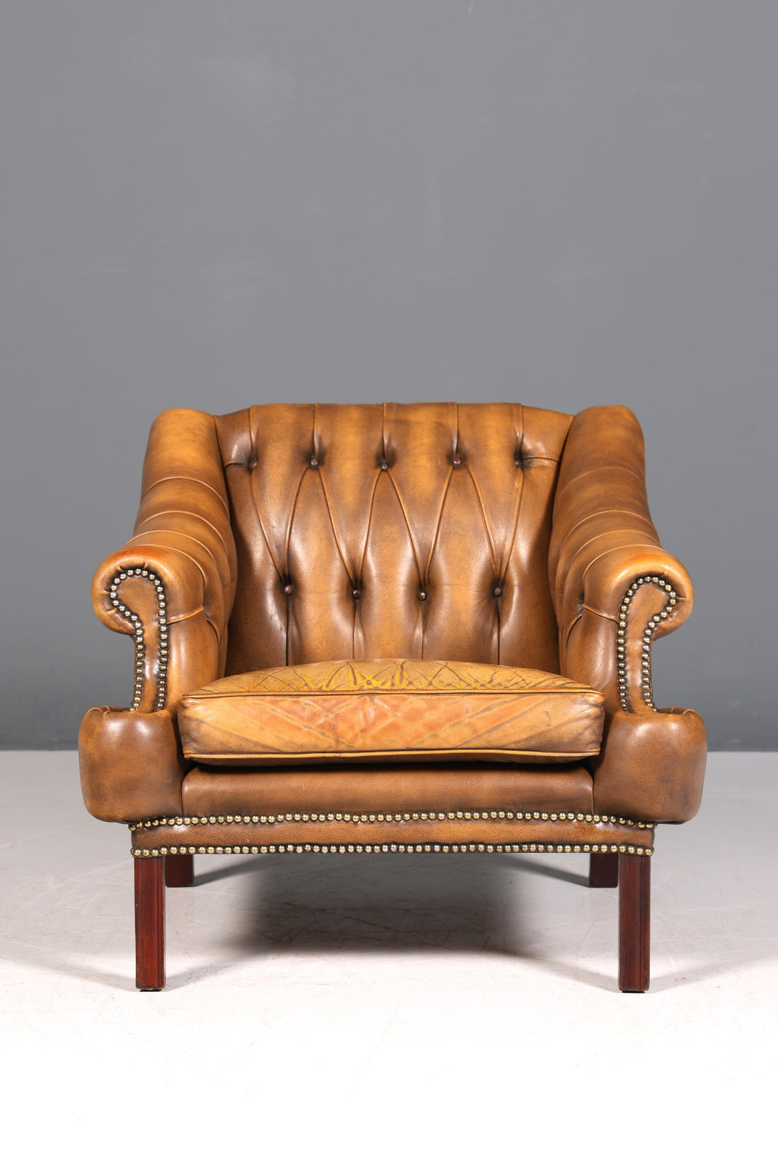 Wunderschöner seltener Chesterfield Sessel Englische Leder Armlehnsessel Herrensessel 2 von 2
