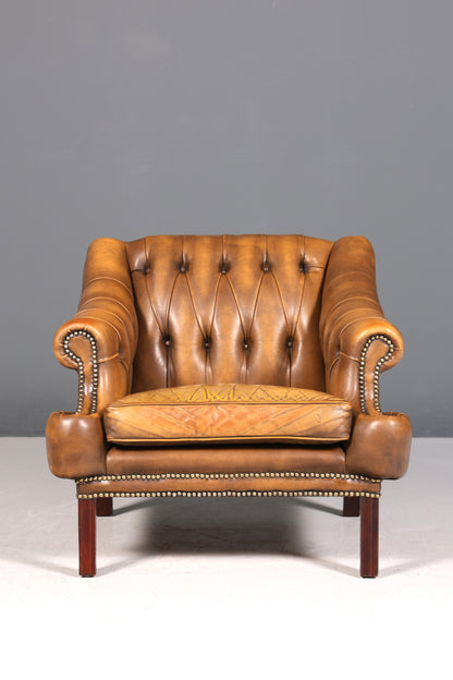 Wunderschöner seltener Chesterfield Sessel Englische Leder Armlehnsessel Herrensessel 2 von 2