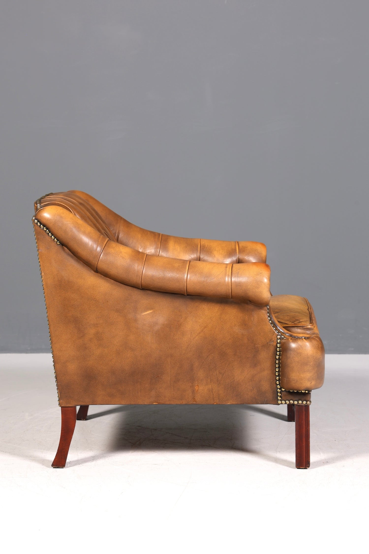 Wunderschöner seltener Chesterfield Sessel Englische Leder Armlehnsessel Herrensessel 2 von 2