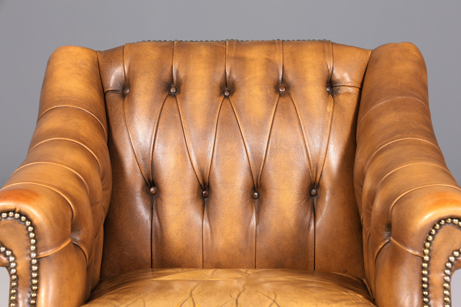 Wunderschöner seltener Chesterfield Sessel Englische Leder Armlehnsessel Herrensessel 2 von 2