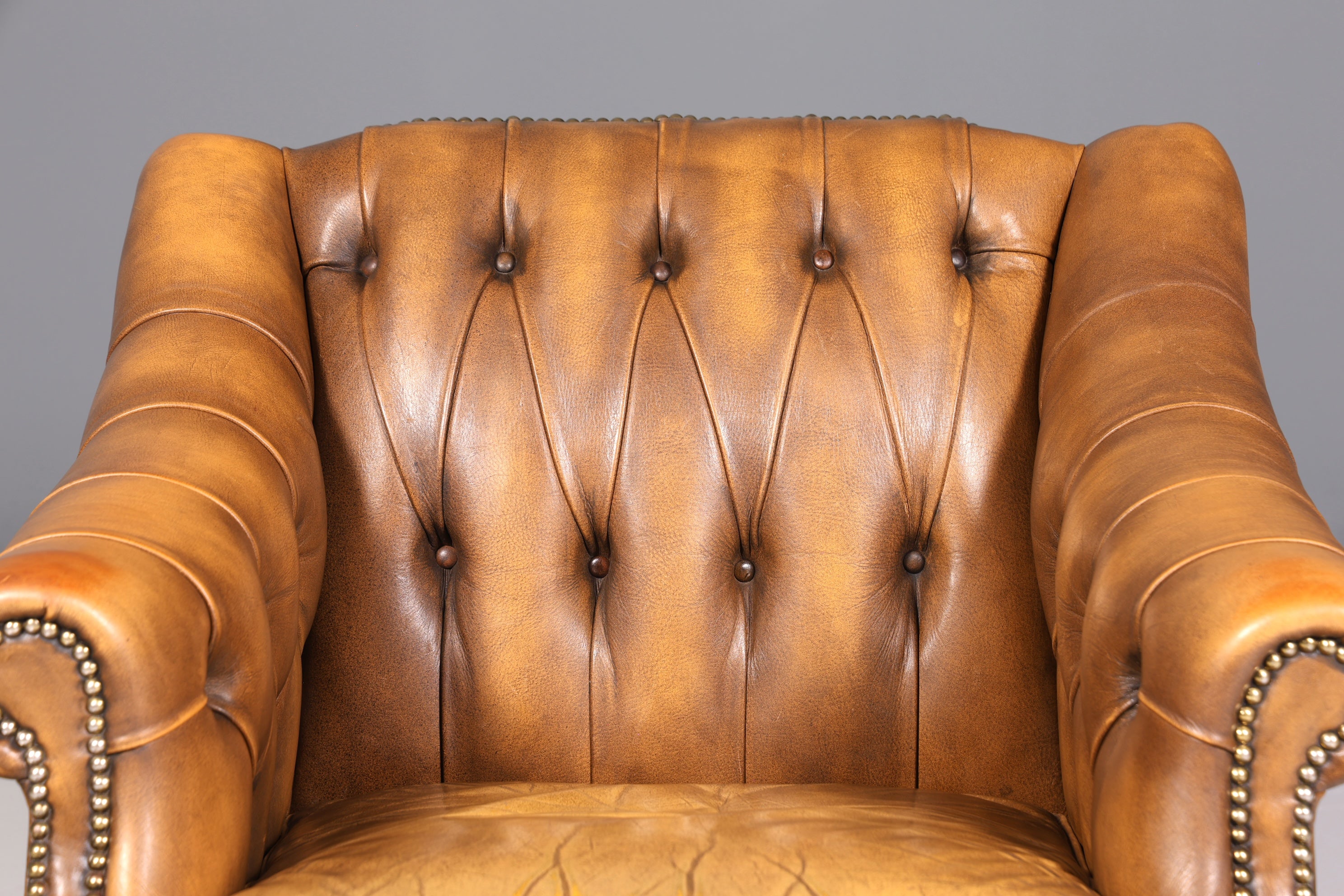 Wunderschöner seltener Chesterfield Sessel Englische Leder Armlehnsessel Herrensessel 2 von 2