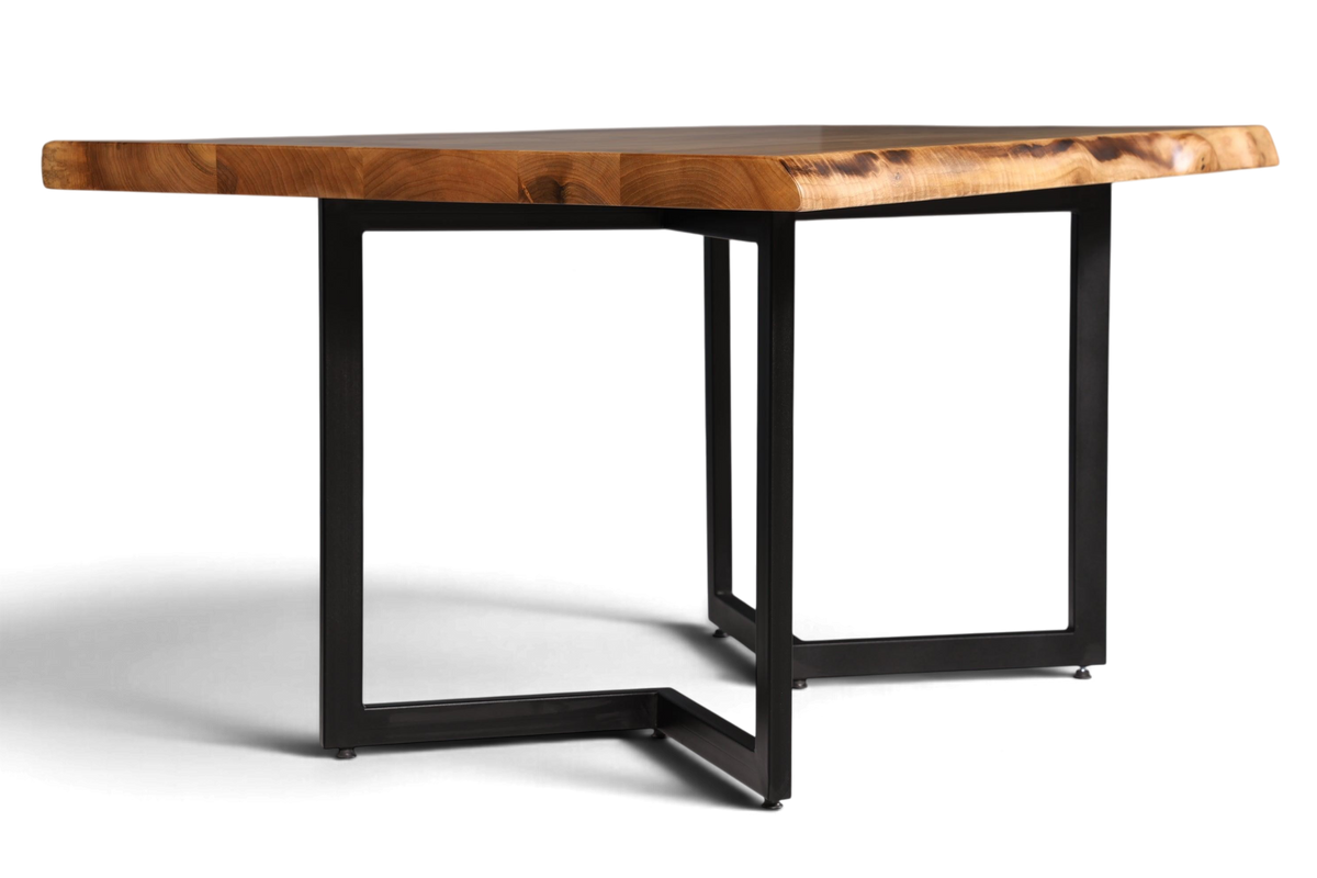 Stilvoller Nussbaum Tisch 160cm-90cm Esszimmer Tisch Baumkanten Platte massiv Holz Küchentisch