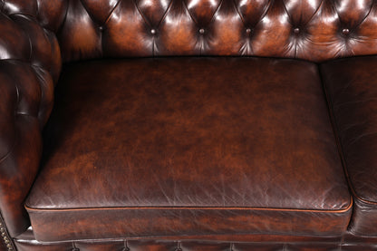 F965 Finish cm Wunderschönes Original Chesterfield 2er Sofa Englisch Oxblood Leder 2- Sitzer Couch