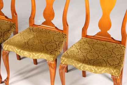 4x Wunderschöne Chippendale Stühle Barock Stil Stuhlset Polsterstuhl Set Küchenstühle Esszimmer Stühle