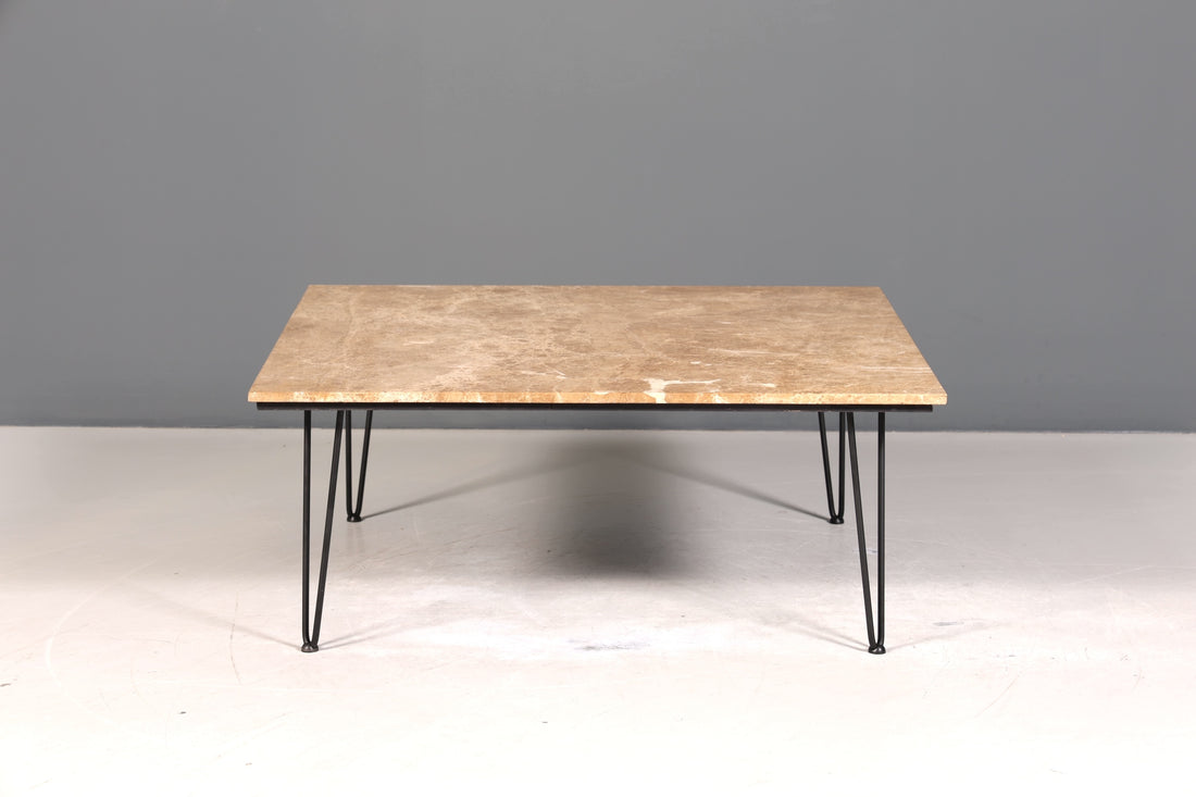 Wunderschöner XXL Couchtisch mit Marmorplatte Tisch mit Hairpin Legs Ablagetisch