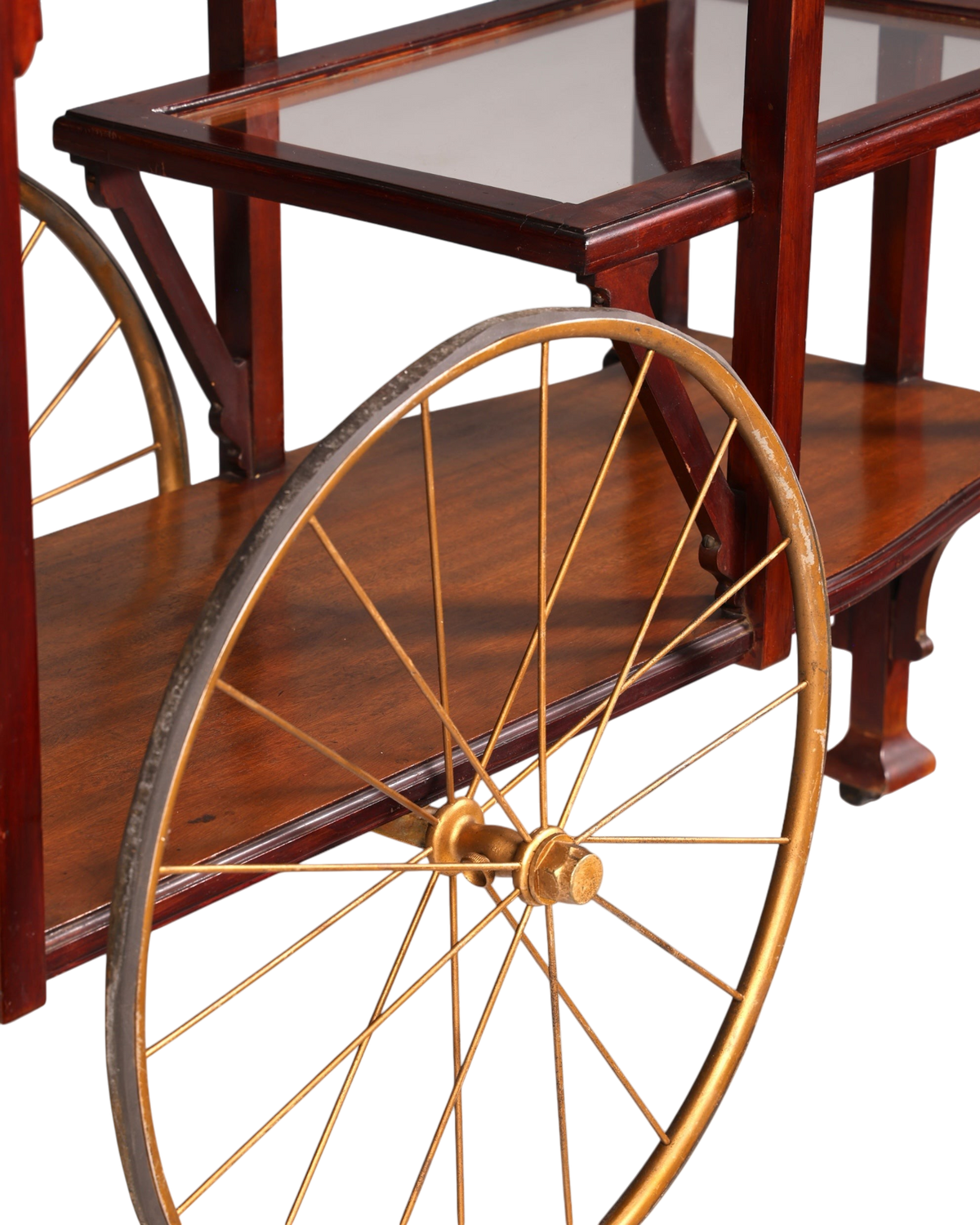 Wunderschöner filigraner Jugendstil Servierwagen Antik Glas Barwagen Teewagen um 1910