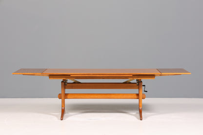 Wunderschöner Mid Century Couchtisch Teak Danish Retro Ablagetisch ausziehbarer höhenverstellbar Vintage Coffee Table 70er Jahre Wohnzimmertisch