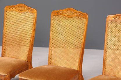F987 Finish cm 4x Original Chippendale Stuhl Vintage Korbgeflecht Küchenstuhl Samt Stuhl