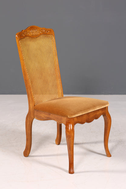 F987 Finish cm 4x Original Chippendale Stuhl Vintage Korbgeflecht Küchenstuhl Samt Stuhl