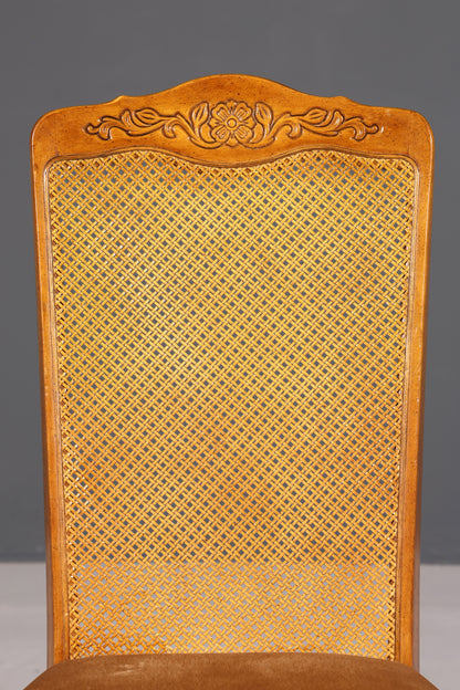 F987 Finish cm 4x Original Chippendale Stuhl Vintage Korbgeflecht Küchenstuhl Samt Stuhl