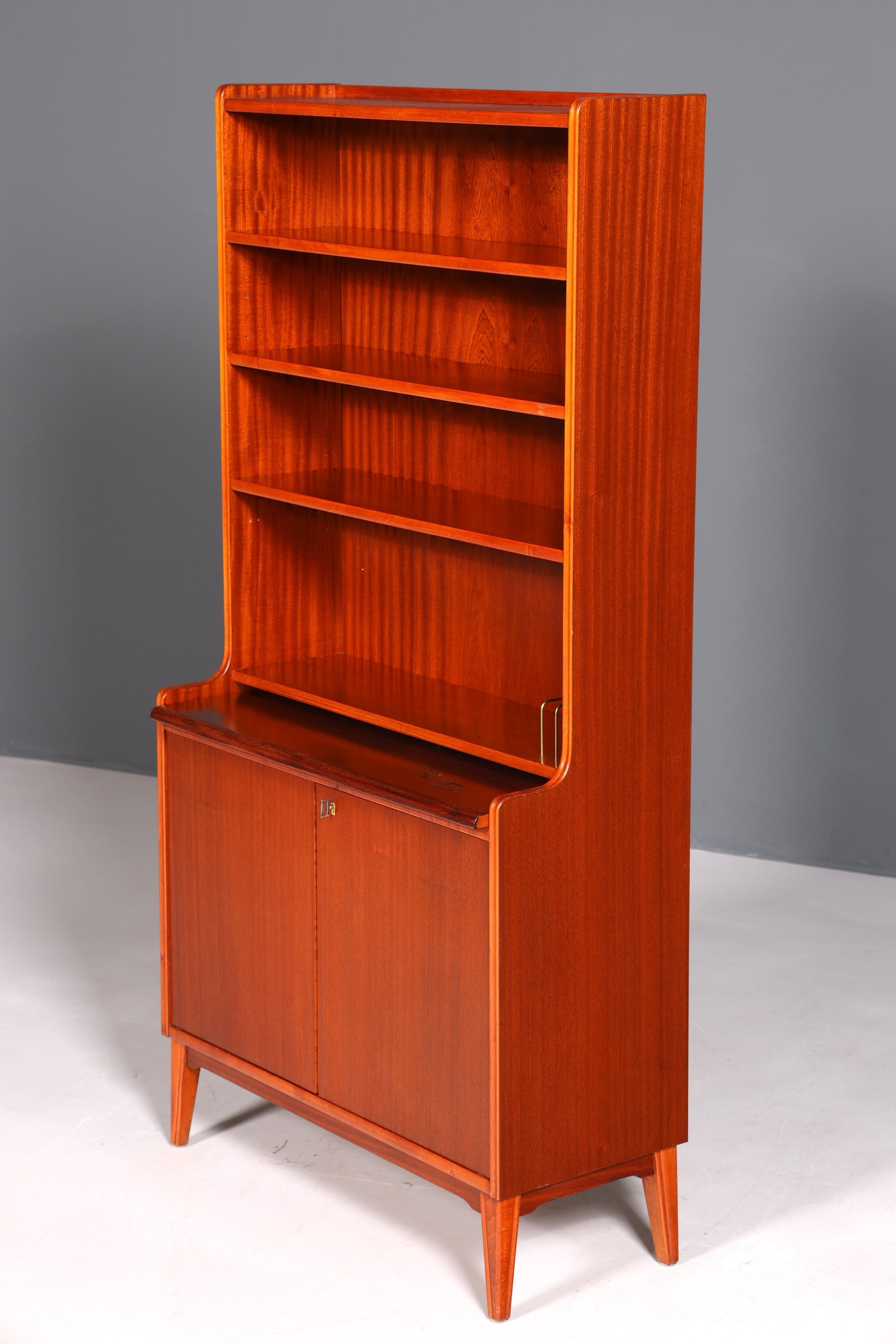 Wunderschöner Mid Century Schrank Bücherregal Vintage Sekretär Highboard Holz Regal