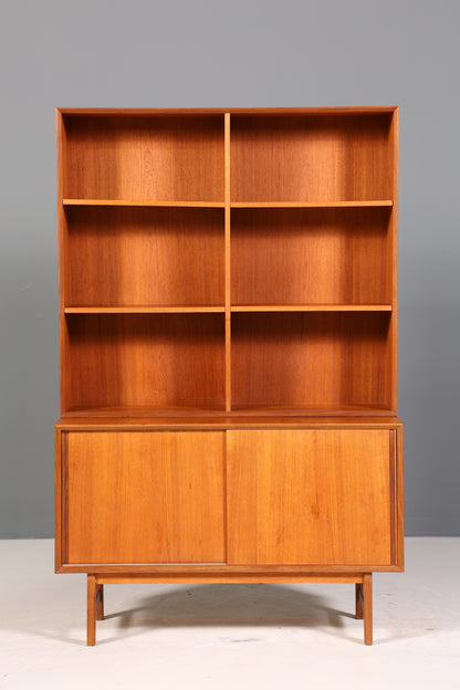 Schlichtes Mid Century Bücherregal Danish Design Schrank Retro Kommode Schiebetür Regal Vintage