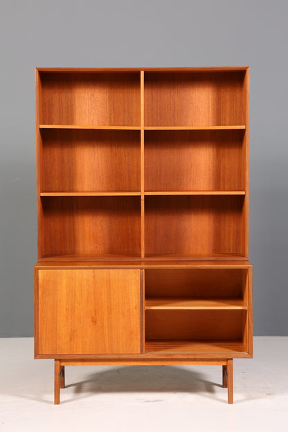 Schlichtes Mid Century Bücherregal Danish Design Schrank Retro Kommode Schiebetür Regal Vintage
