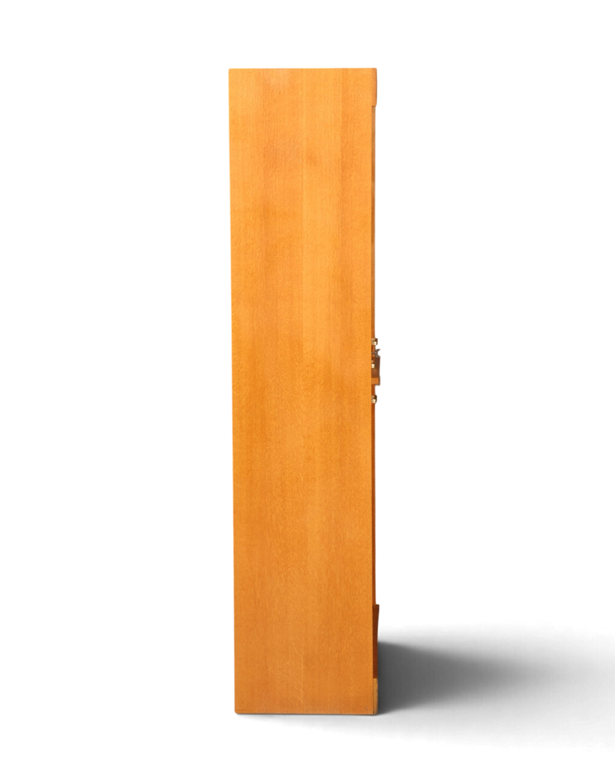 Hauptstadt Möblerei Mid Century Rollladenschrank aus hellem Echtholz in Seitenansicht für Büro oder Arbeitszimmer
