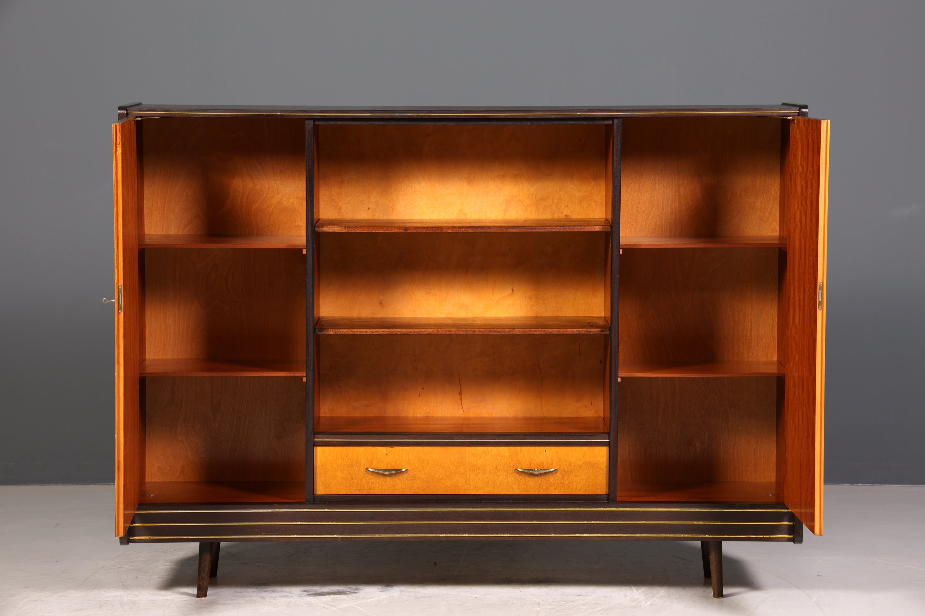 Wunderschöner Mid Century Schrank 60er Jahre Bücherregal Aktenschrank Rockabilly Wäscheschrank Regal Highboard