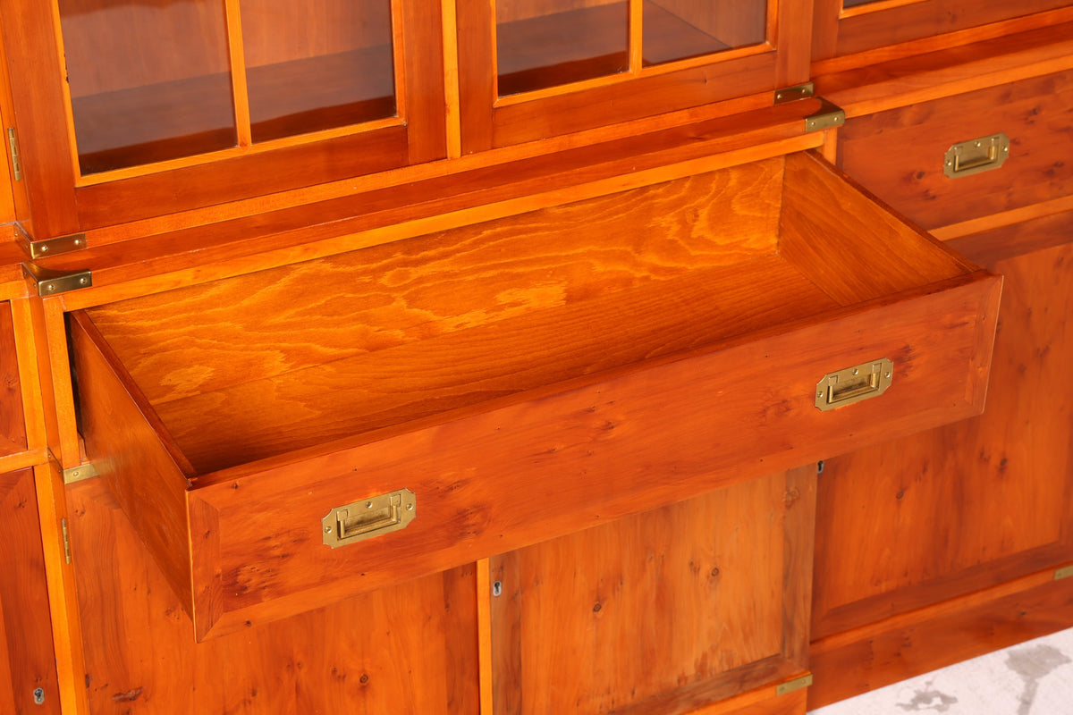 Beeindruckender Maritimer Englischer Vitrinenschrank Bibliothek Bücherschrank Anrichte Buffet Glasvitrine Antik Vintage