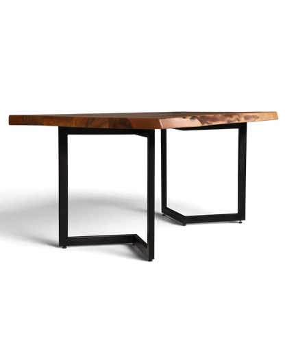 Stilvoller Nussbaum Tisch 180cm-95cm Esszimmer Tisch Baumkanten Platte massiv Holz Küchentisch