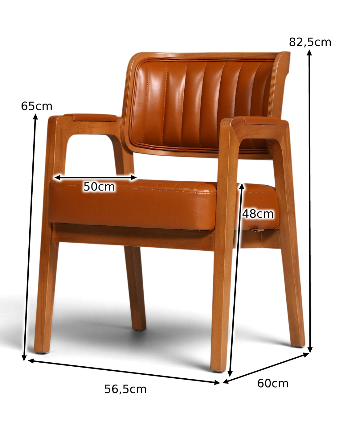 Noble armchair "LIMA" Cognac dining room chair with wickerwork upholstered chair armchair secretary chair