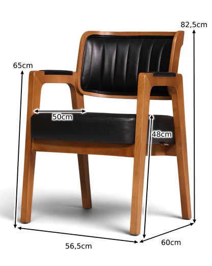 Noble armchair "LIMA" dining room chair with wickerwork black leather armchair kitchen chair upholstered chair