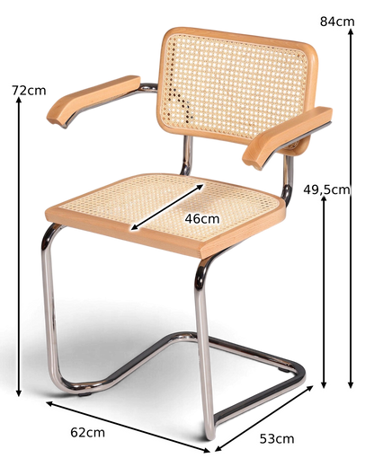 Milano Armchair Beige – Cane &amp; Chrome Frame | Made in Italy