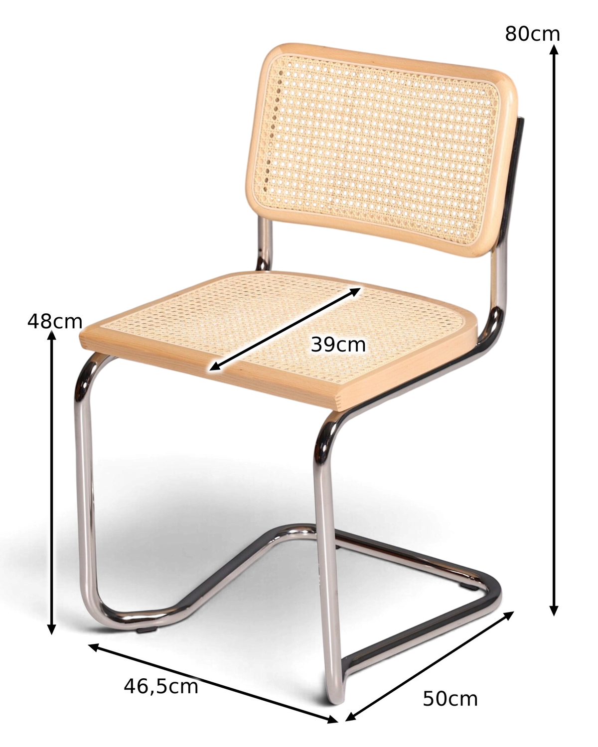 Milano Cantilever Chair Beige – Cane &amp; Chrome Frame | Made in Italy