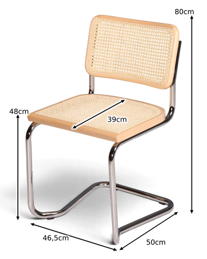 Milano Cantilever Chair Beige – Cane &amp; Chrome Frame | Made in Italy