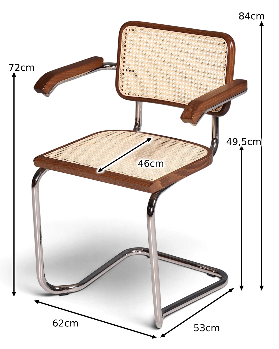 Milano Armchair Brown – Cane &amp; Chrome Frame | Made in Italy
