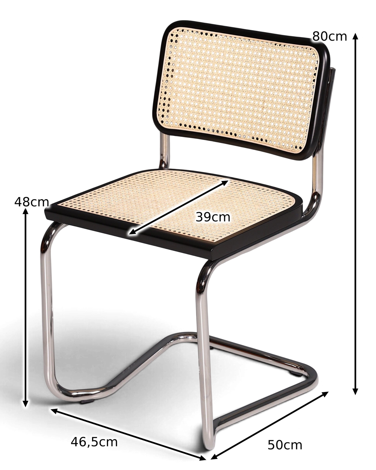 Milano Cantilever Chair Black – Cane Weave &amp; Chrome Frame | Made in Italy
