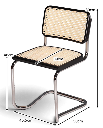 Milano Cantilever Chair Black – Cane Weave &amp; Chrome Frame | Made in Italy