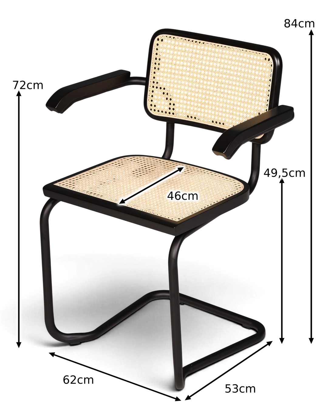 Milano Armchair Black - Wicker &amp; Black Frame | Made in Italy