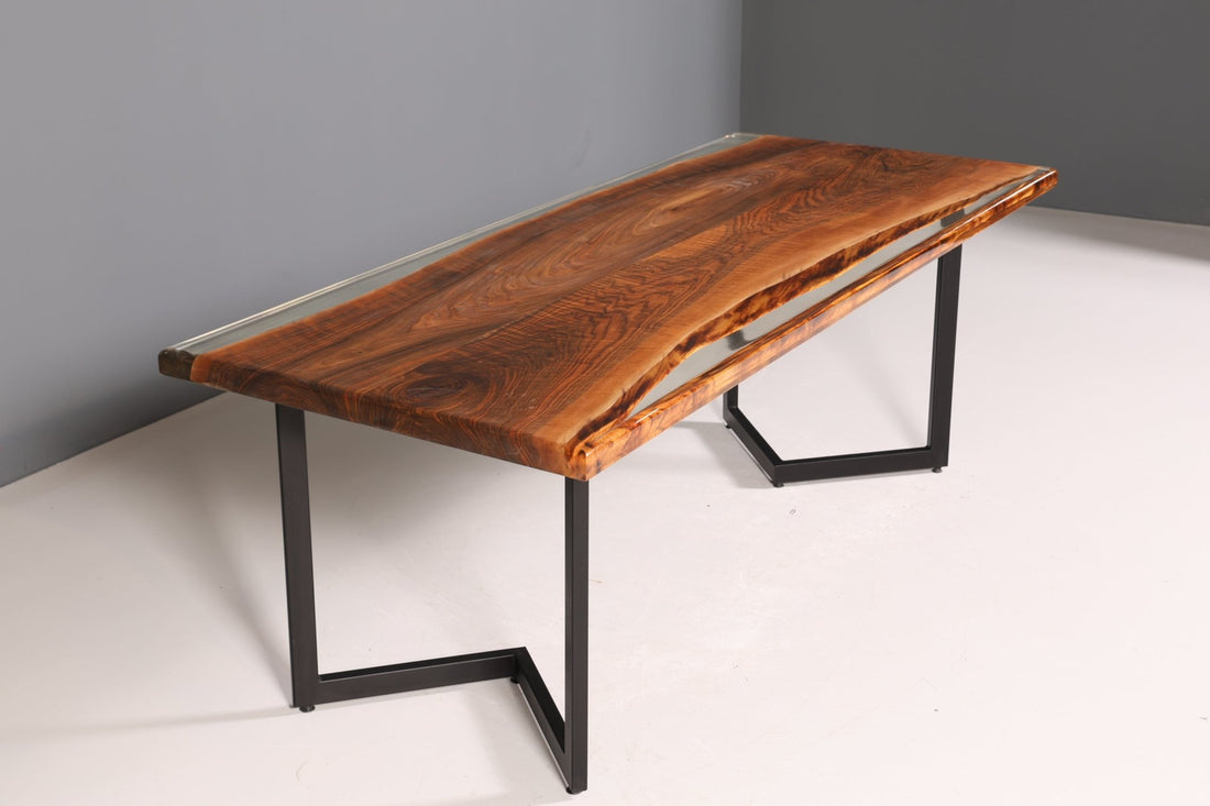 Edler Epoxidharz Tisch 220-90 cm Epoxy Nussbaum massiv Holz Esszimmer Tisch