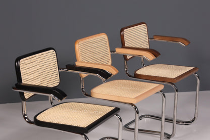 Korbgeflecht Freischwinger Armlehnstuhl &amp;quot;Milano&amp;quot; Made in Italy Beige Wippstuhl Sekretär Stuhl Esszimmer Stuhl