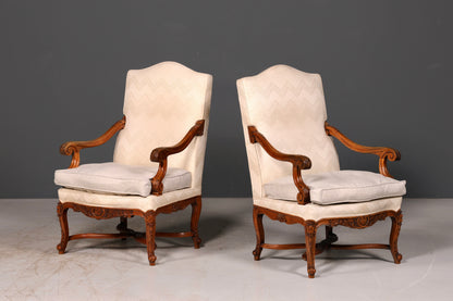 Elegant Louis Philippe Gründerzeit antique armchair with armrests and upholstery, 1 of 2