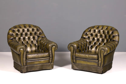 Stilvoller Original Chesterfield Sessel Englischer Armlehnsessel Echt Leder Herrensessel UK