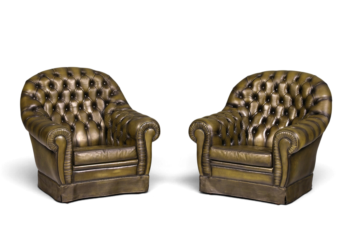 Stilvoller Original Chesterfield Sessel Englischer Armlehnsessel Echt Leder Herrensessel UK