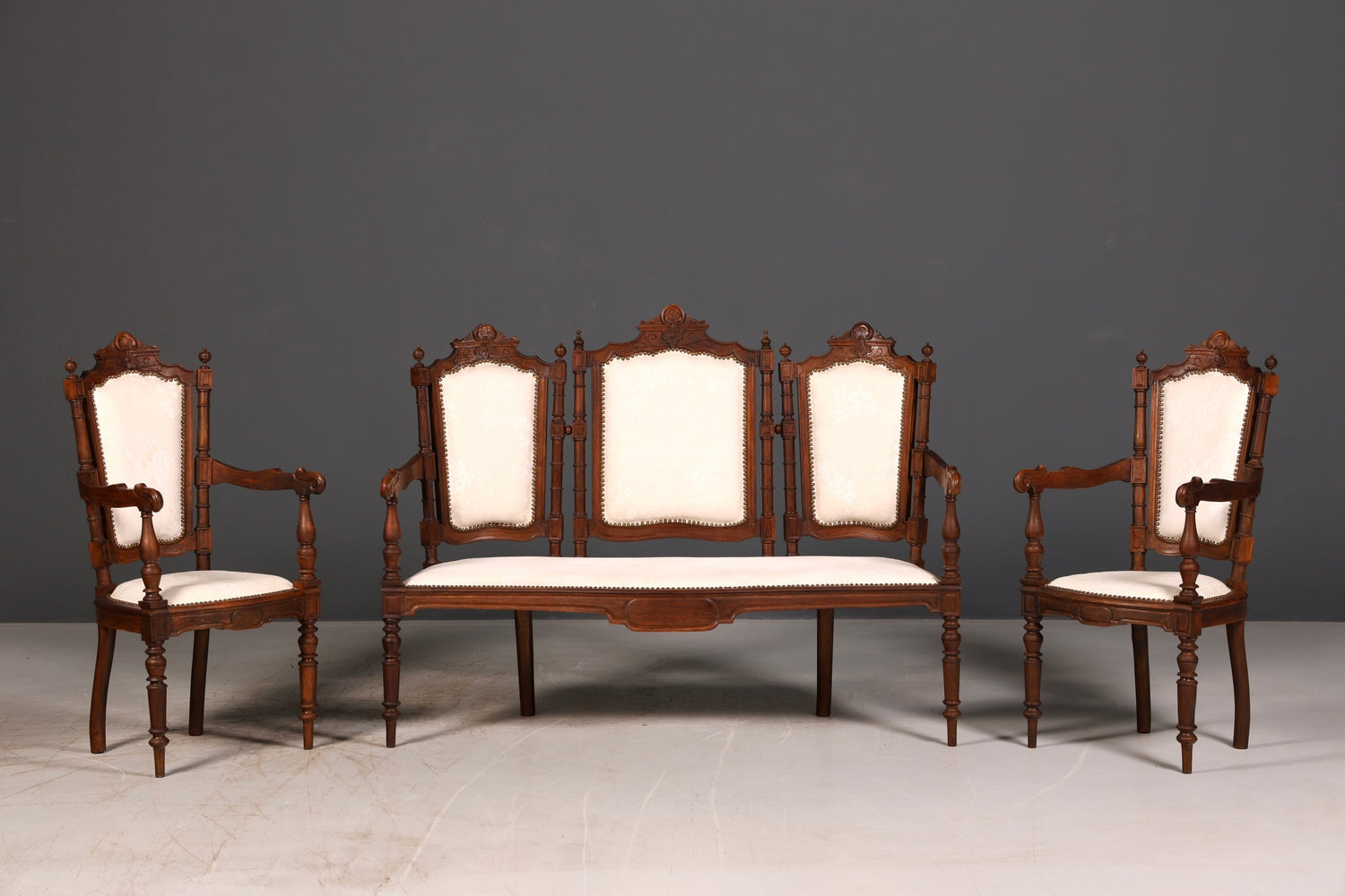 Edle Neorenaissance Sitzbank Antik Gründerzeit Sofa Polsterbank Salonbank Sitzbank Bank