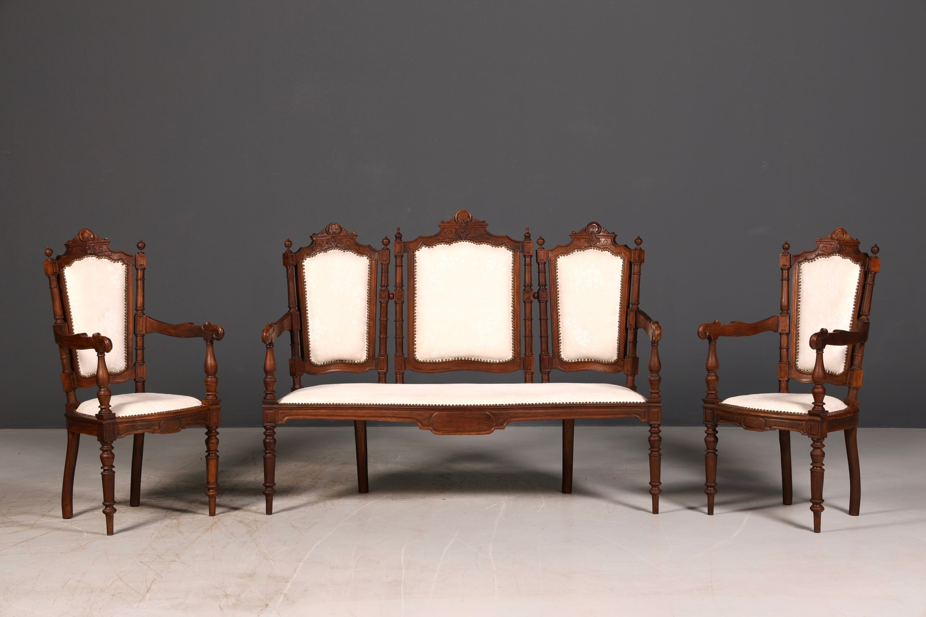 Edle Neorenaissance Sitzbank Antik Gründerzeit Sofa Polsterbank Salonbank Sitzbank Bank