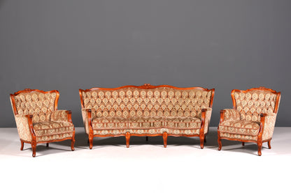 F901 Finish cm Edler Chippendale Armlehnsessel Barock Stil Sessel Armchair Samt Stoff Sessel